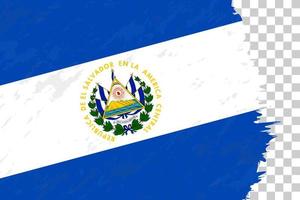 horizontale abstrakte grunge gebürstete flagge von el salvador auf transparentem gitter. vektor