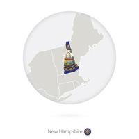 Karte des Bundesstaates New Hampshire und Flagge im Kreis. vektor