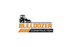 Bulldozer-Logo-Vorlagenvektor. Logo-Vektor für schwere Ausrüstung für Bauunternehmen. kreative baggerillustration für logo-vorlage. vektor