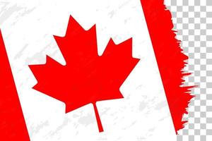 horisontell abstrakt grunge borstad flagga Kanada på transparent rutnät. vektor