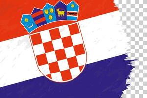 horizontale abstrakte grunge gebürstete flagge kroatiens auf transparentem gitter. vektor