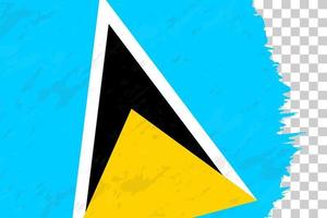 horizontale abstrakte grunge gebürstete flagge von st. lucia auf transparentem gitter. vektor