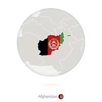 Karte von Afghanistan und Nationalflaggen im Kreis. vektor