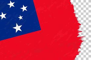 horisontell abstrakt grunge borstad flagga Samoa på transparent rutnät. vektor