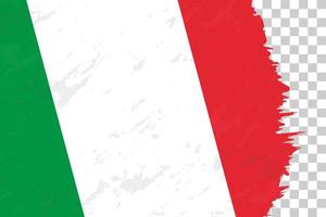 horizontale abstrakte Grunge gebürstete Flagge Italiens auf transparentem Gitter. vektor