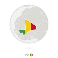 Karte von Mali und Nationalflaggen im Kreis. vektor