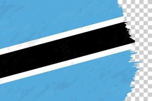 horisontell abstrakt grunge borstad flagga Botswana på transparent rutnät. vektor
