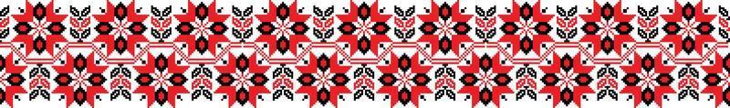 nationales ukrainisches schwarzes und rotes Kreuzstichmuster. Vektor-Illustration