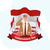 platt design glad Indonesiens självständighetsdag vektor