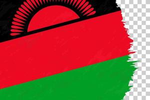 horisontell abstrakt grunge borstad flagga Malawi på transparent rutnät. vektor