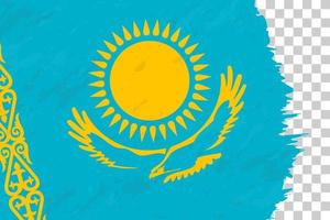 horizontale abstrakte Grunge gebürstete Flagge Kasachstans auf transparentem Gitter. vektor