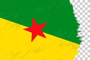 horisontell abstrakt grunge borstad flagga för Franska Guyana på transparent rutnät. vektor
