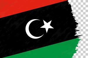 horizontale abstrakte grunge gebürstete flagge von libyen auf transparentem gitter. vektor