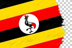 horizontale abstrakte Grunge gebürstete Flagge Ugandas auf transparentem Gitter. vektor