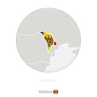 Karte von Moldawien und Nationalflaggen im Kreis. vektor