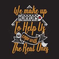 glad halloween t-shirt design med halloween element eller handritad halloween typografi design vektor