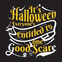 Fröhliches Halloween-T-Shirt-Design mit Halloween-Elementen oder handgezeichnetem Halloween-Typografie-Design vektor