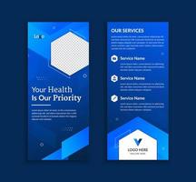 Corporate Medical und Healthcare-Rack-Karte oder DL-Flyer-Vorlagenlayout vektor