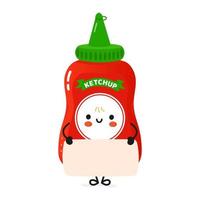 süßer lustiger ketchup-plakatcharakter. vektor hand gezeichnete karikatur kawaii charakterillustration. isolierter weißer Hintergrund. Ketchup-Poster