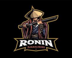 Ronin Samurai-Maskottchen-Logo-Design vektor