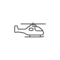 Vektorzeichen des Hubschraubersymbols ist auf einem weißen Hintergrund isoliert. Helikopter-Symbolfarbe editierbar. vektor