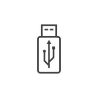 Vektorzeichen des USB-Symbols ist auf einem weißen Hintergrund isoliert. Farbe des USB-Symbols editierbar. vektor