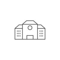 Vektorzeichen des Schulgebäudesymbols wird auf einem weißen Hintergrund lokalisiert. Symbolfarbe für Schulgebäude editierbar. vektor