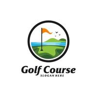 golfbana logotyp formgivningsmall. golfbana logotyp koncept vektor. kreativ ikon symbol vektor