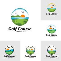 uppsättning golfbana logotyp formgivningsmall. golfbana logotyp koncept vektor. kreativ ikon symbol vektor