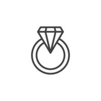 Vektorzeichen des Ringdiamantsymbols wird auf einem weißen Hintergrund lokalisiert. Ring-Diamant-Symbolfarbe editierbar. vektor