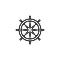 Das Vektorzeichen des Schiffssteuerungssymbols ist auf einem weißen Hintergrund isoliert. Farbe des Schiffssteuerungssymbols editierbar. vektor
