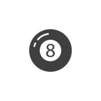 vektor tecken på poolen åtta boll symbolen är isolerad på en vit bakgrund. pool åtta boll ikon färg redigerbar.