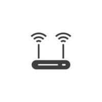 Vektorzeichen des Routersymbols ist auf einem weißen Hintergrund isoliert. Farbe des Router-Symbols editierbar. vektor