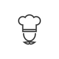 Das Vektorzeichen des Kochmützensymbols ist auf einem weißen Hintergrund isoliert. Kochmütze Symbolfarbe editierbar. vektor
