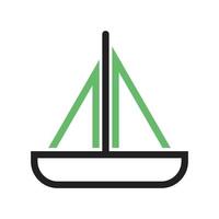 Spielzeugbootlinie grünes und schwarzes Symbol vektor