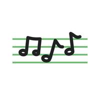 grünes und schwarzes Symbol für die Linie des Musikpersonals vektor