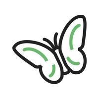 Schmetterling fliegende Linie grünes und schwarzes Symbol vektor