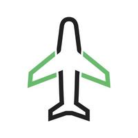 Flugzeug-Passagierlinie grünes und schwarzes Symbol vektor