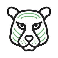 Tigergesichtslinie grünes und schwarzes Symbol vektor