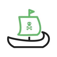 Piratenschifflinie grünes und schwarzes Symbol vektor