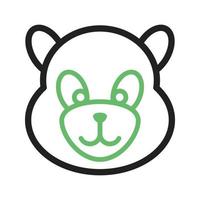 Panda-Gesichtslinie grünes und schwarzes Symbol vektor