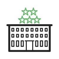 Fünf-Sterne-Hotellinie grünes und schwarzes Symbol vektor