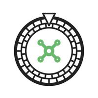 Roulette i-Linie grünes und schwarzes Symbol vektor