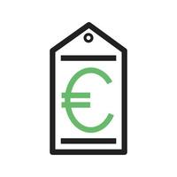 euro tag linje grön och svart ikon vektor
