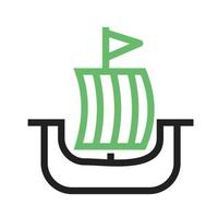 wikingerschifflinie grünes und schwarzes symbol vektor
