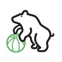 Bär, der das grüne und schwarze Symbol der Linie durchführt vektor