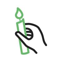 grünes und schwarzes Symbol der Kerzenlinie halten vektor