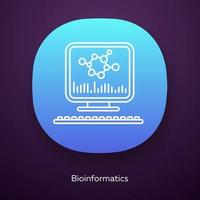 Bioinformatik-App-Symbol. menschliche Genomforschung. biochemische Informationsanalyse mittels Computer. Biotechnik. ui ux-Benutzeroberfläche. Web- oder mobile Anwendung. vektor isolierte illustration