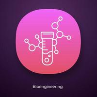 Bioengineering-App-Symbol. Biologische technik. Reagenzglas, Molekül. Biochemie, Biotechnologie. Laborgeräte. ui ux-Benutzeroberfläche. Web- oder mobile Anwendung. vektor isolierte illustration