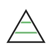 Pyramidendiagrammlinie grünes und schwarzes Symbol vektor